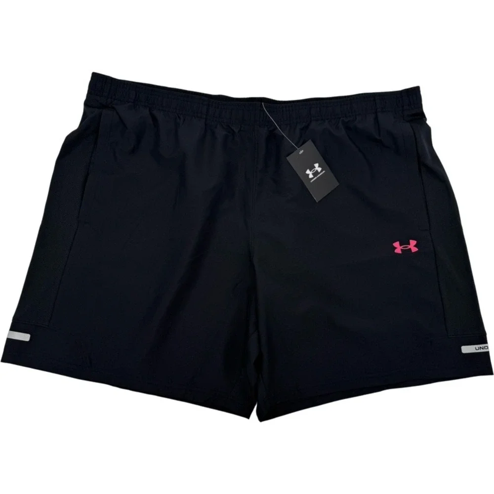 UNDER ARMOUR NEW 3XL Tech Victory Shorts Black Pink Logo Athletic Running Gym